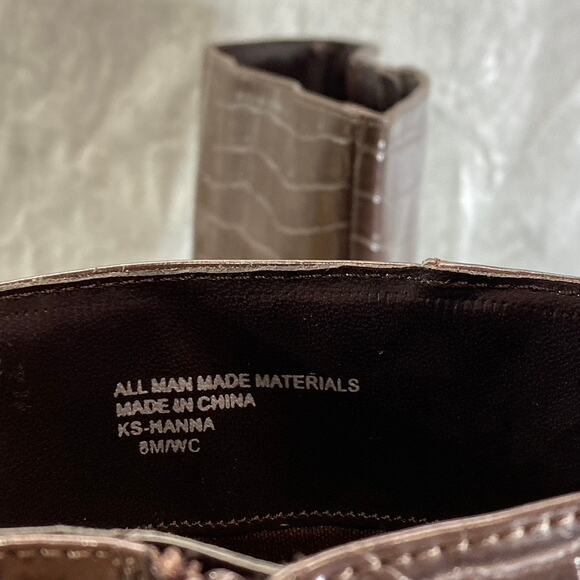 KAREN SCOTT Women's Wide Calf Brown Croc Embossed Hanna Dress Boots SZ 8WC - Picture 5 of 8